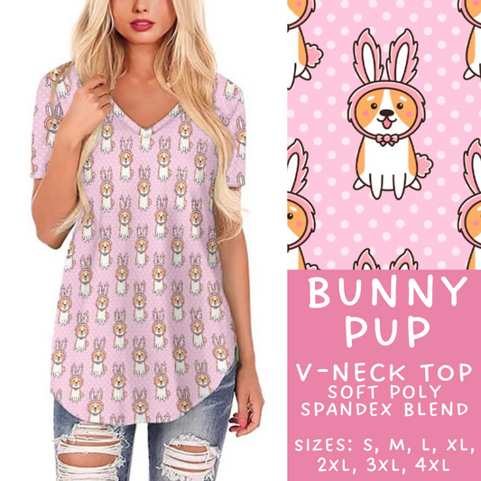 Batch #279 - Hop to it Collection Presale - Closes 1/30, ETA Early April - Bunny Pup V-Neck Tee