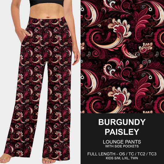 B213 - Preorder Burgundy Paisley Lounge Pants (Closes 2/16. ETA early May)