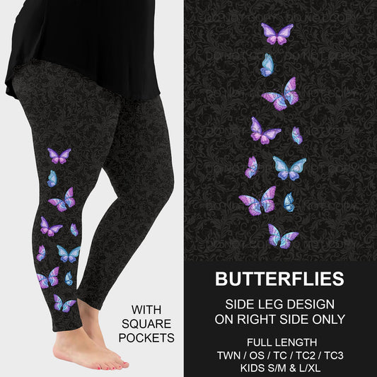 B192 - Preorder Butterflies Side Design Leggings w/ Pockets (Closes 11/10. ETA mid Jan)