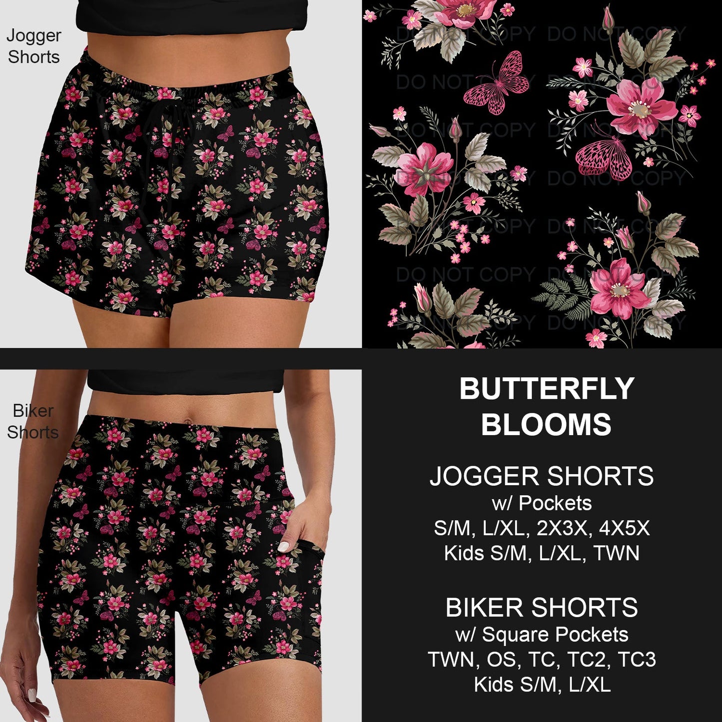 B219 - Preorder Butterfly Blooms Jogger/Biker Shorts (Closes 3/23. ETA: early June)