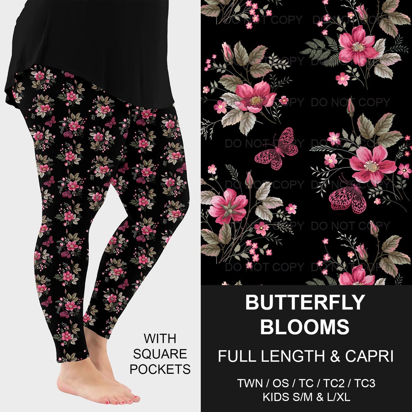 B219 - Preorder Butterfly Blooms Leggings w/ Pockets (Closes 3/23. ETA: early June)