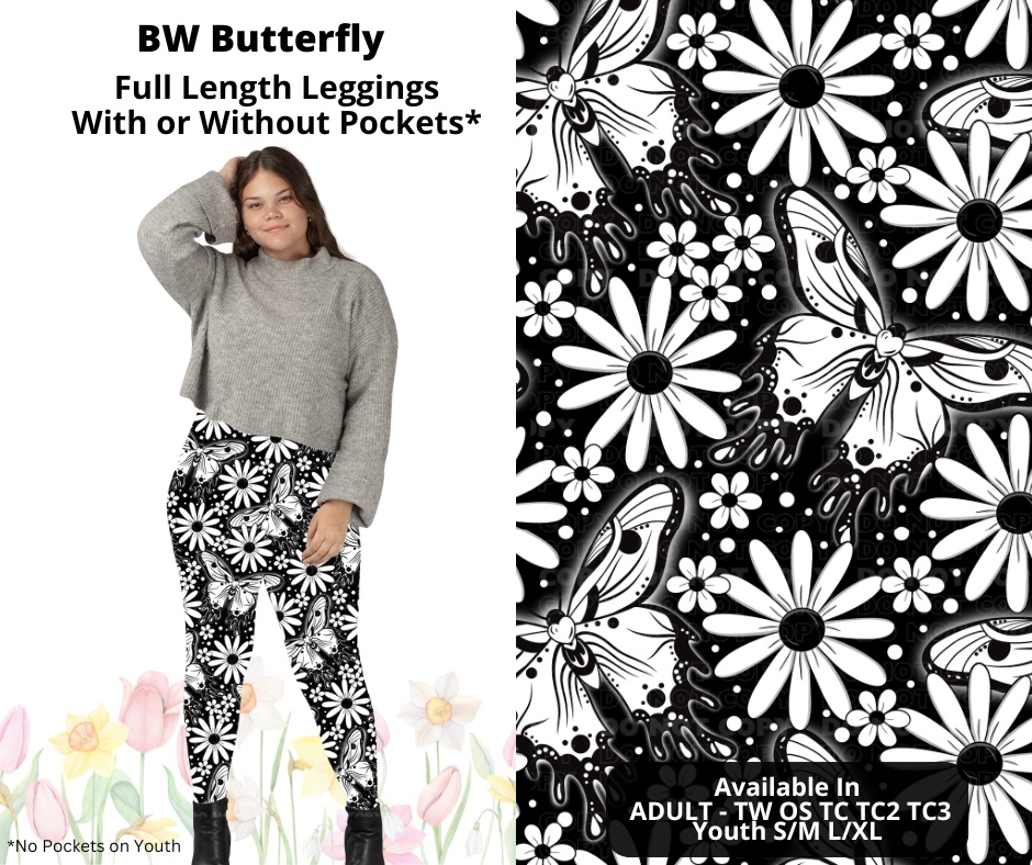 Preorder! Closes 3/17. ETA June. BW Butterfly Full Length Leggings w/wo Pockets