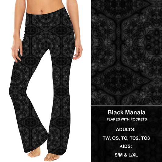 Black Mandala  - Yoga Flares with Pockets