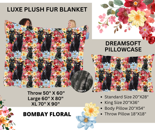 Preorder! Closes 2/24. ETA May. Bombay Floral Luxe Plush Fur Blanket and/or DreamSoft Pillowcase