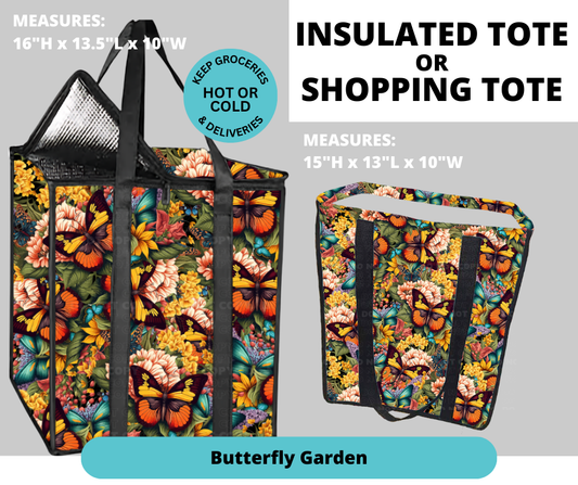 Preorder! Closes 2/26. ETA May. Butterfly Garden Shopping & Insulated Tote