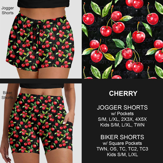 B219 - Preorder Cherry Jogger/Biker Shorts (Closes 3/23. ETA: early June)