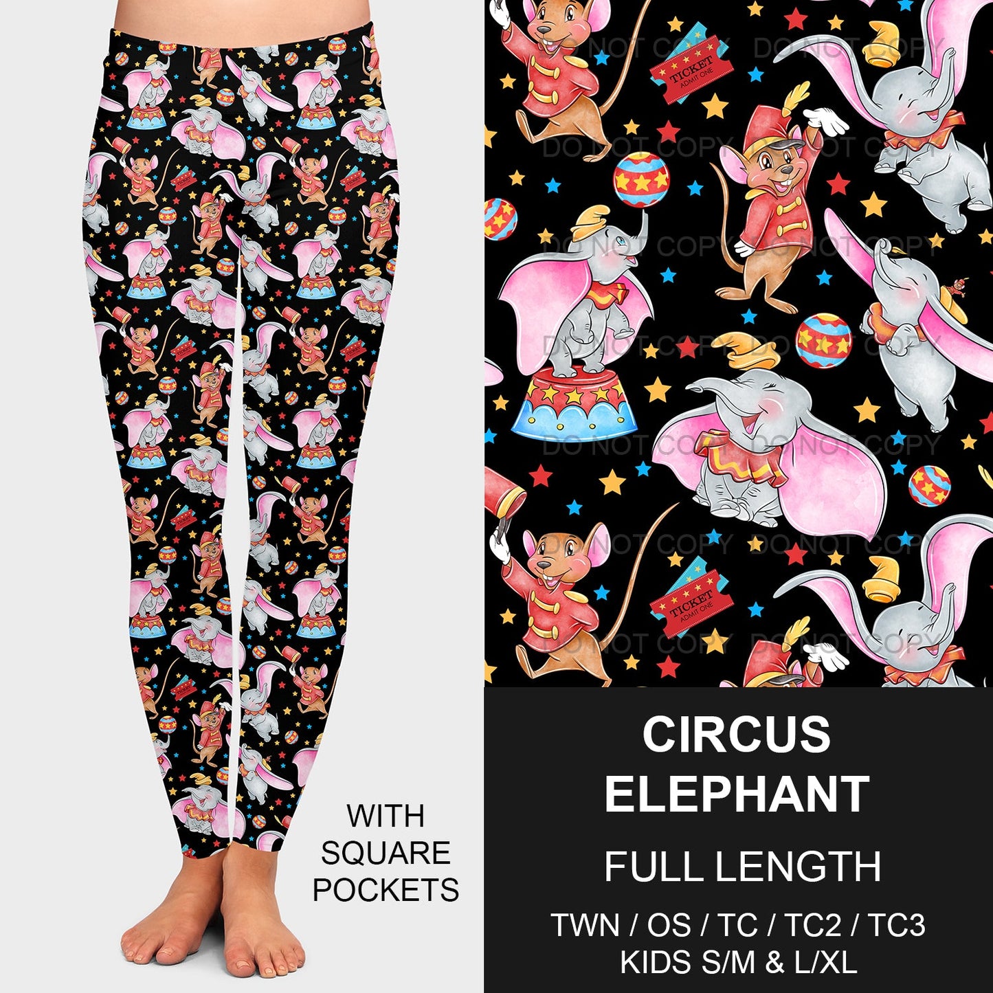 B191 - Preorder Circus Elephant Leggings w/ Pockets (Closes 11/03. ETA mid Jan.)