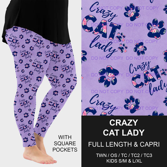 B218 - Preorder Crazy Cat Lady Leggings w/ Pockets (Closes 3/16. ETA: early June)