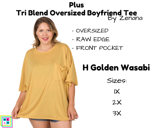 PLUS Tri Blend Oversized Boyfriend Tee - H Golden Wasabi