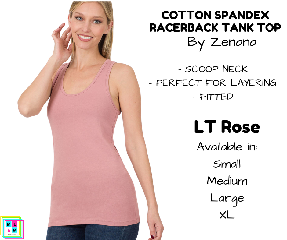 Cotton Spandex Racerback Tank - LT Rose