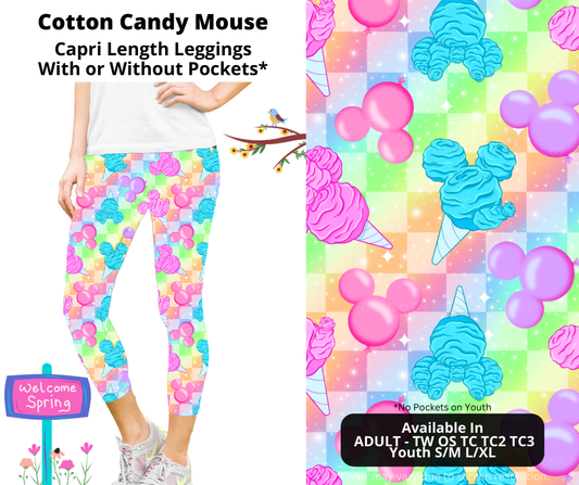 Preorder! Closes 1/27. ETA April. Cotton Candy Mouse Capri Leggings w/wo Pockets