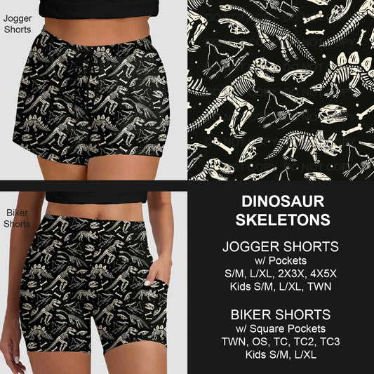 B219 - Preorder Dinosaur Skeletons Jogger/Biker Shorts (Closes 3/23. ETA: early June)