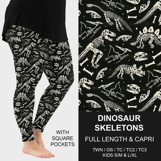 B219 - Preorder Dinosaur Skeletons Leggings w/ Pockets (Closes 3/23. ETA: early June)