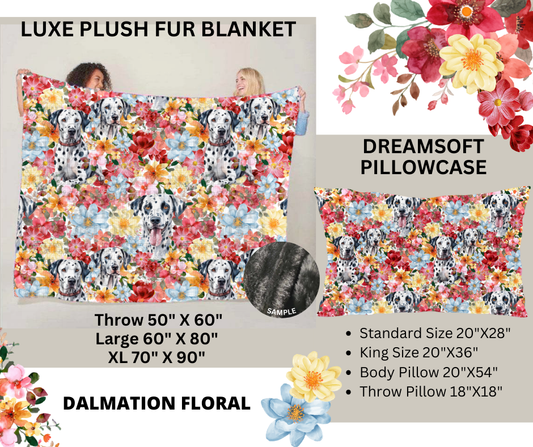 Preorder! Closes 2/24. ETA May. Dalmation Floral Luxe Plush Fur Blanket and/or DreamSoft Pillowcase (Copy)