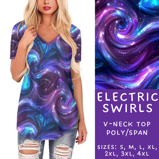 Batch #236 - Fun Run 6 - Closes 11/13 - ETA early Jan - Electric Swirls V-Neck Tee