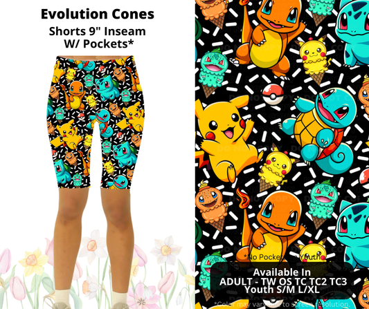 Preorder! Closes 3/17. ETA June. Evolution Cones 9" Inseam Shorts w/wo Pockets