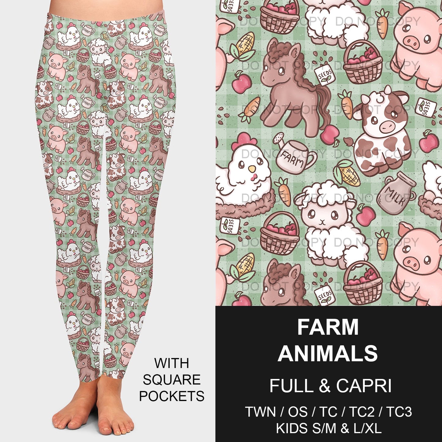 B209 - Preorder Farm Animals Leggings w/ Pockets (Closes 2/02. ETA: early May)