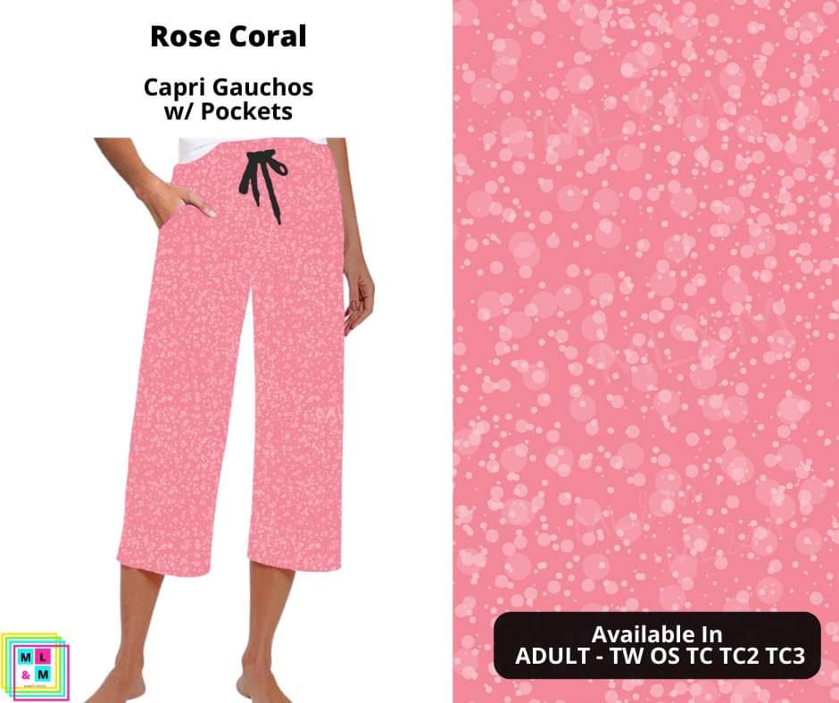 Rose Coral Capri Gauchos