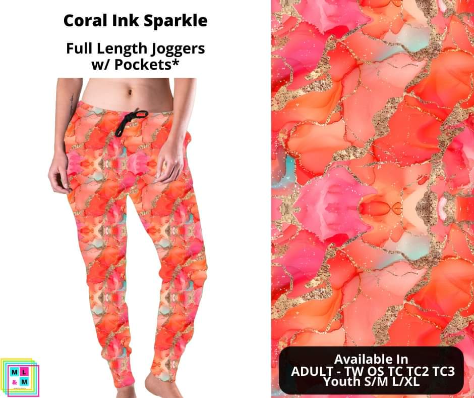 Coral Ink Sparkle Joggers