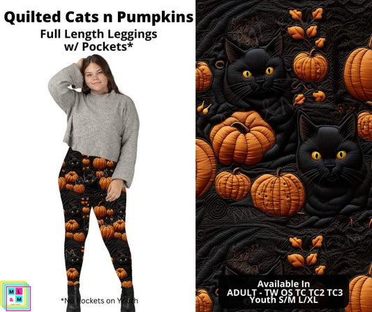 Quilted Cats n Pumpkins Full Length Leggings w/ Pockets