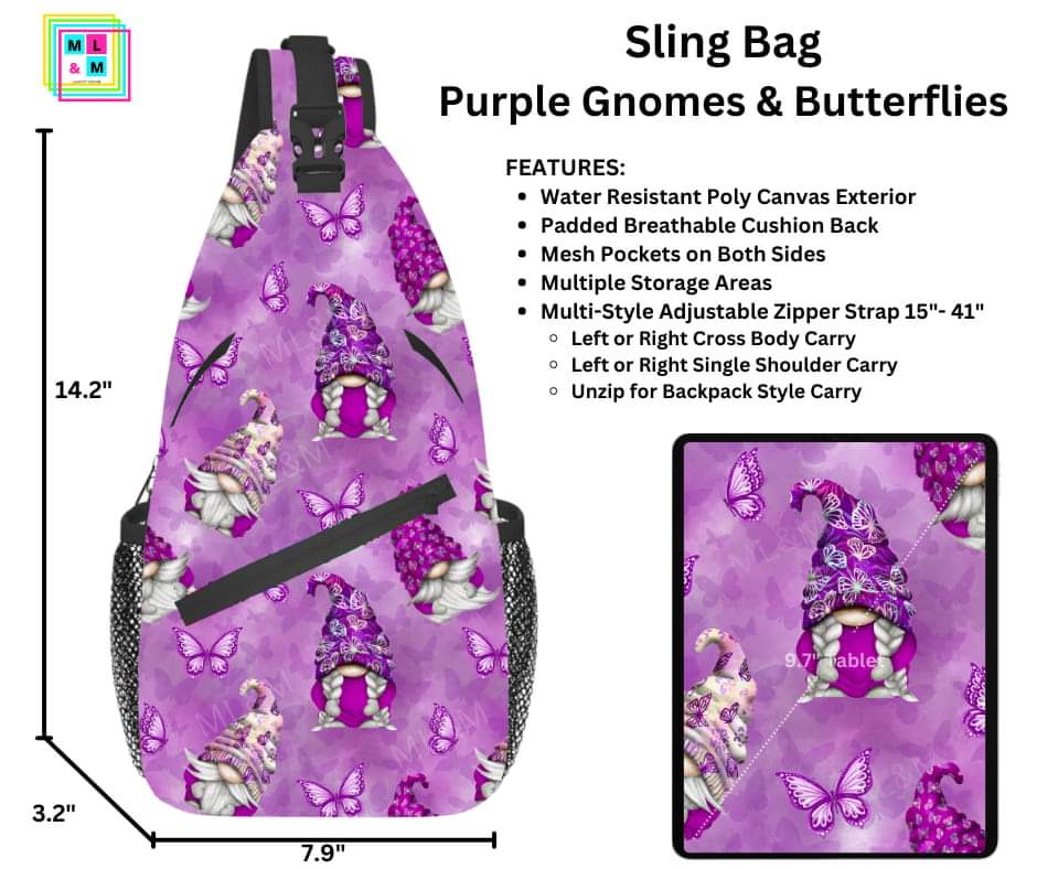 Pink Gnomes & Butterflies Sling Bag *SALE*