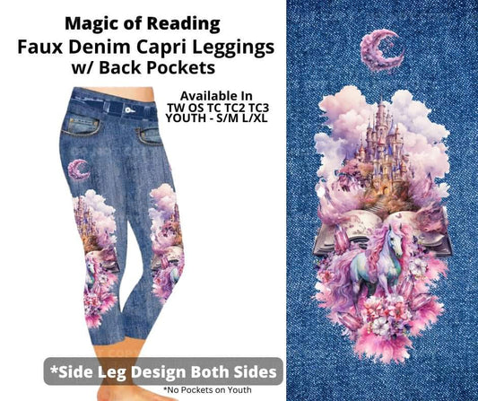 Magic of Reading Capri Faux Denim w/ Side Leg Designs