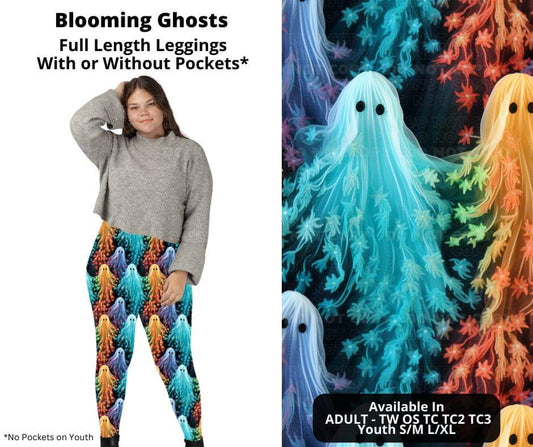 Blooming Ghosts Full Length Leggings w/ Pockets