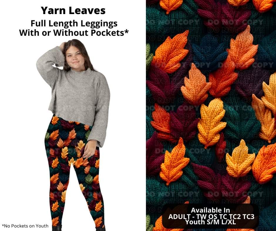 Yarn Leaves Full Length Leggings w/ Pockets