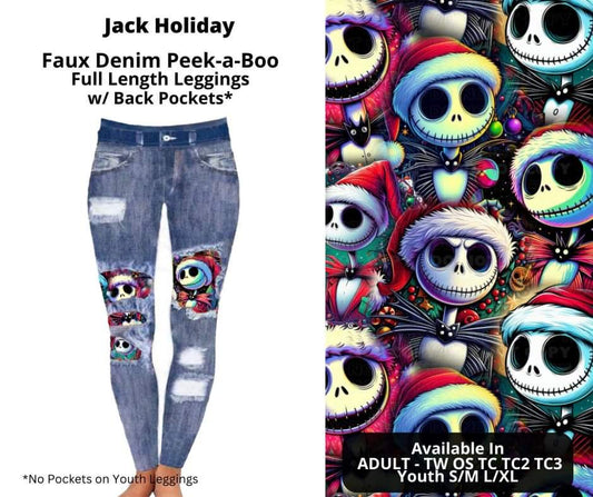 Jack Holiday Faux Denim Full Length Peekaboo Leggings