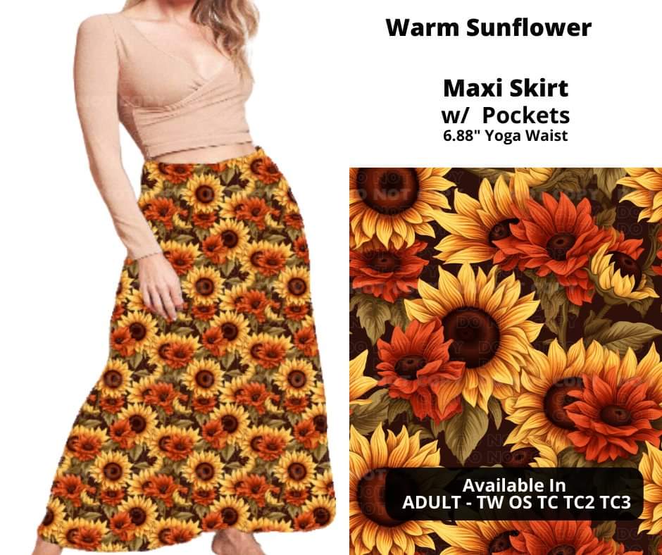 Warm Sunflower Maxi Skirt