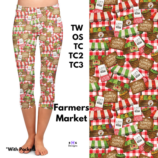 *Clearance* Price Drops in Cart! Farmers Market - Capri Leggings with Pockets