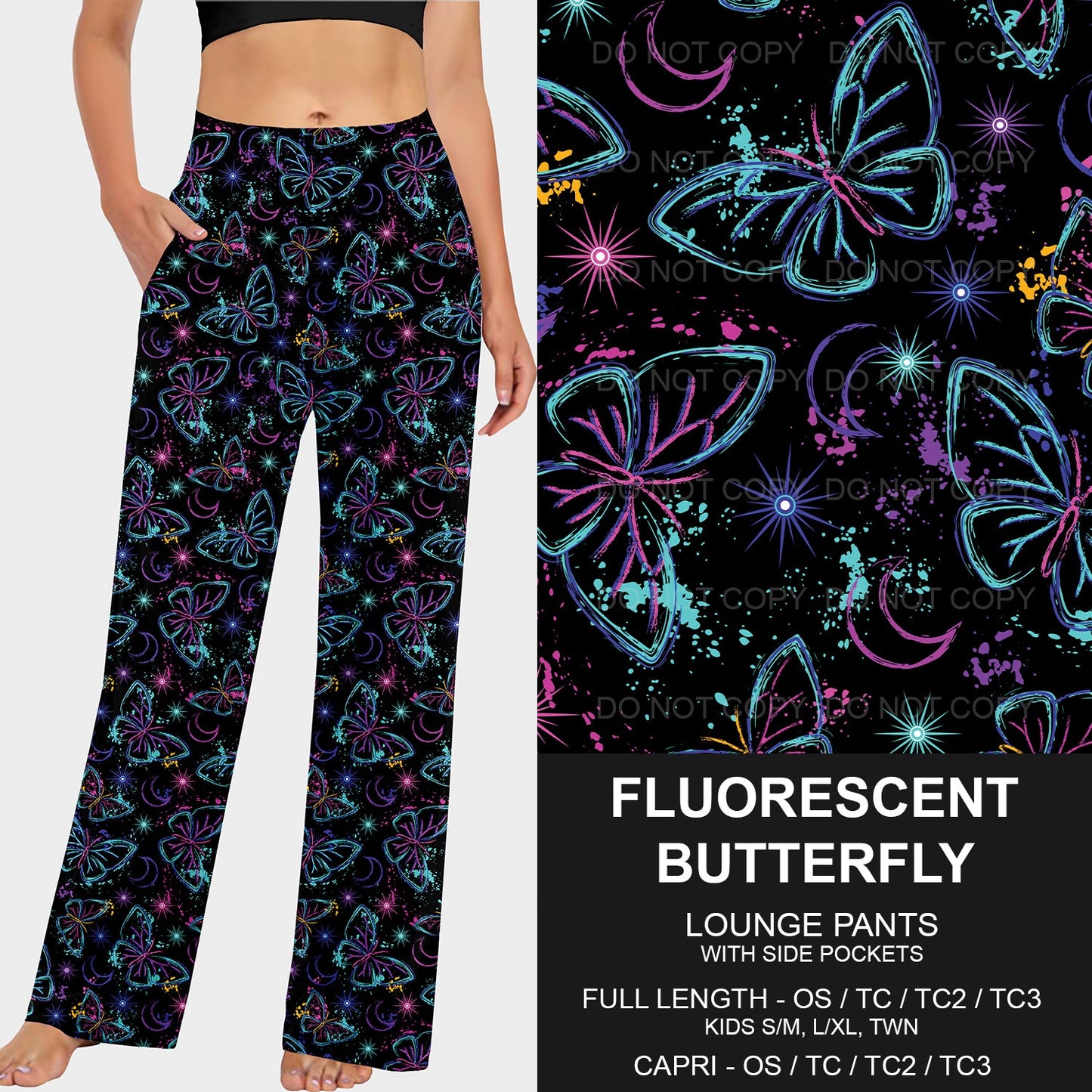 B209 - Preorder Fluorescent Butterfly Lounge Pants (Closes 2/02. ETA: early May)