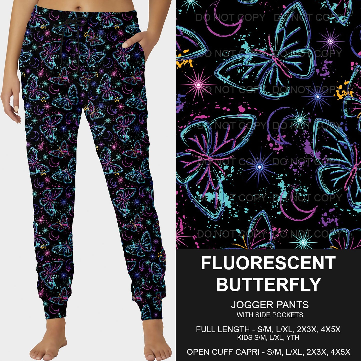 B209- Preorder Fluorescent Butterfly Joggers (Closes 2/02. ETA: early May)