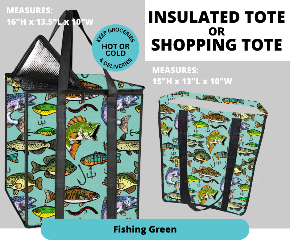 Preorder! Closes 2/26. ETA May. Fishing Green Shopping & Insulated Tote