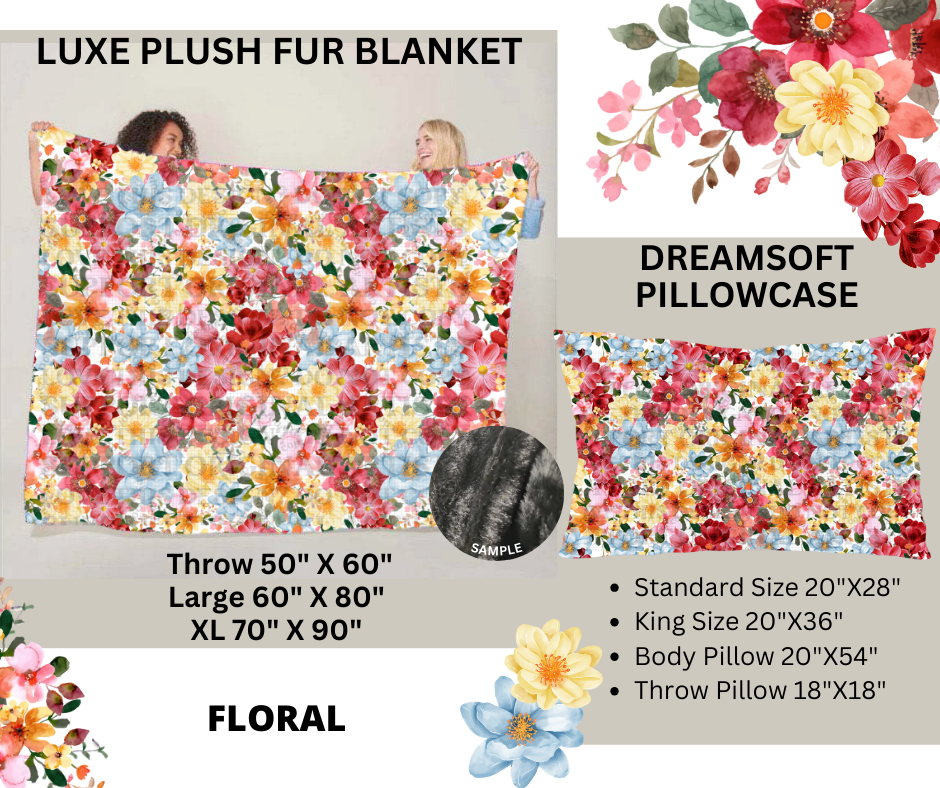 Preorder! Closes 2/24. ETA May. Floral Luxe Plush Fur Blanket and/or DreamSoft Pillowcase