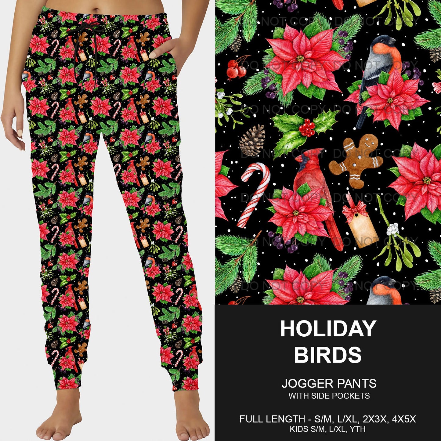 B188 - Preorder Holiday Birds Joggers (Closes 10/20. ETA mid Dec)