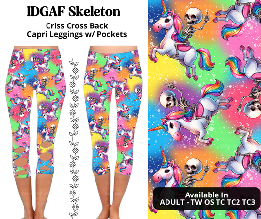 Preorder! Closes 3/27. ETA June. IDGAF Skeleton Criss Cross Capri w/ Pockets