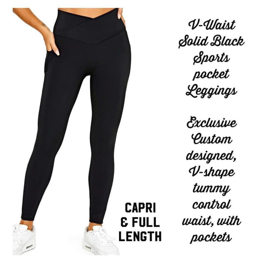 V-Waist Tummy Control Leggings with Pockets