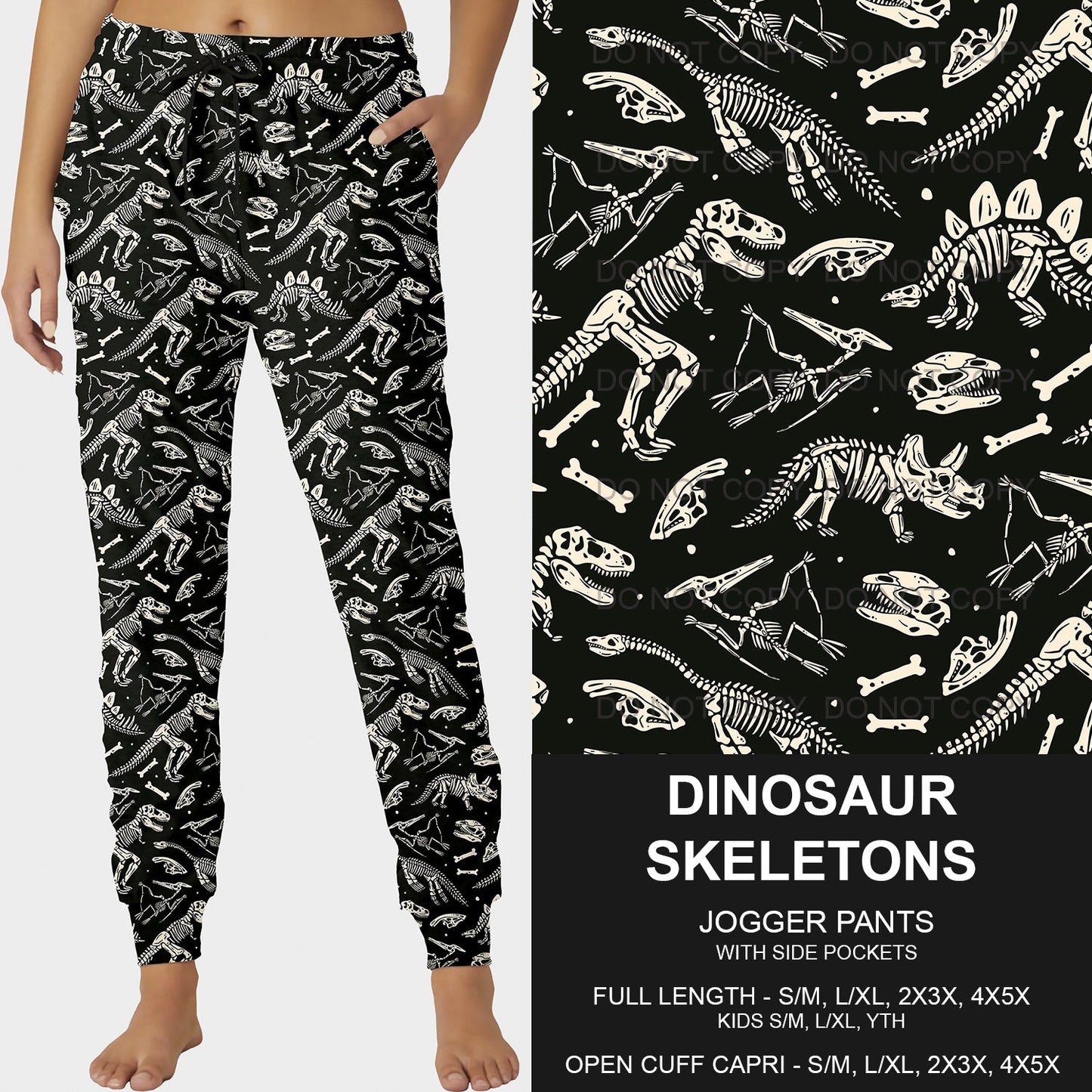 B219- Preorder Dinosaur Skeletons Joggers (Closes 3/23. ETA: early June)