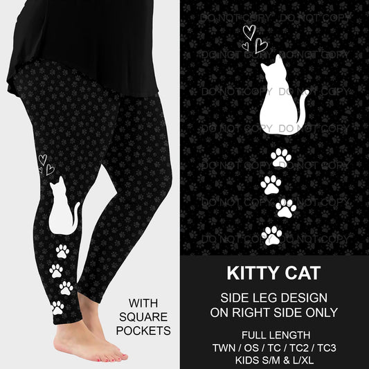 B192 - Preorder Kitty Cat Side Design Leggings w/ Pockets (Closes 11/10. ETA mid Jan)