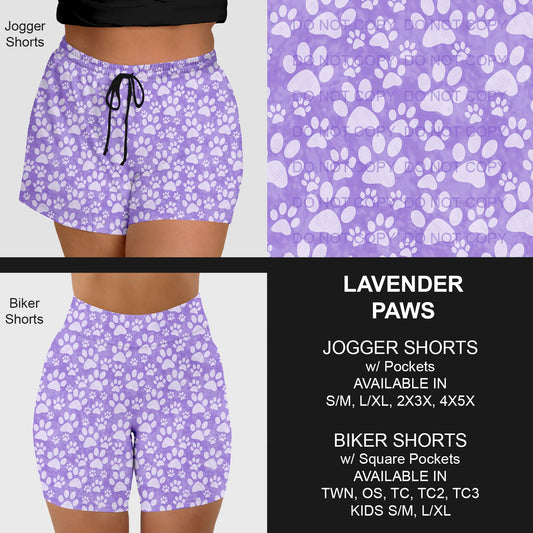 B218 - Preorder Lavender Paws Jogger/Biker Shorts w/ Pockets (Closes 3/16. ETA: early June)