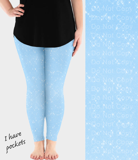 RTS - Light Blue Sparkle Leggings w/ Pockets