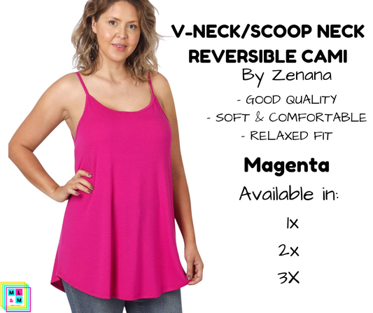 PLUS V-Neck/Scoop Neck Reversible Cami - Magenta