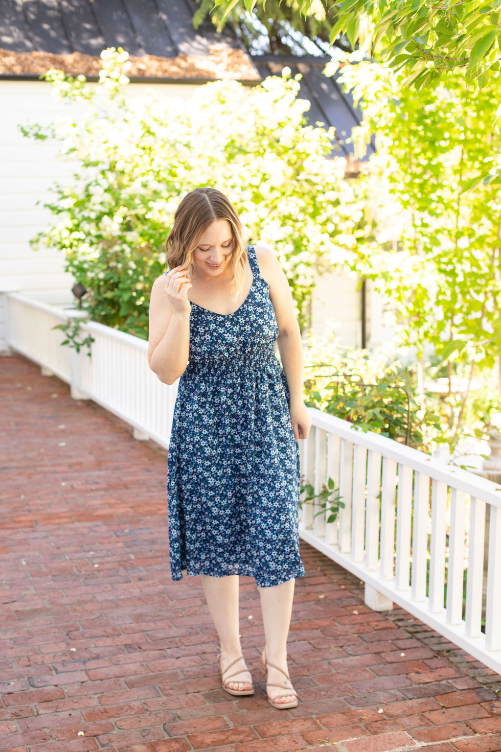 IN STOCK Cassidy Midi Dress - Blue Floral Mix