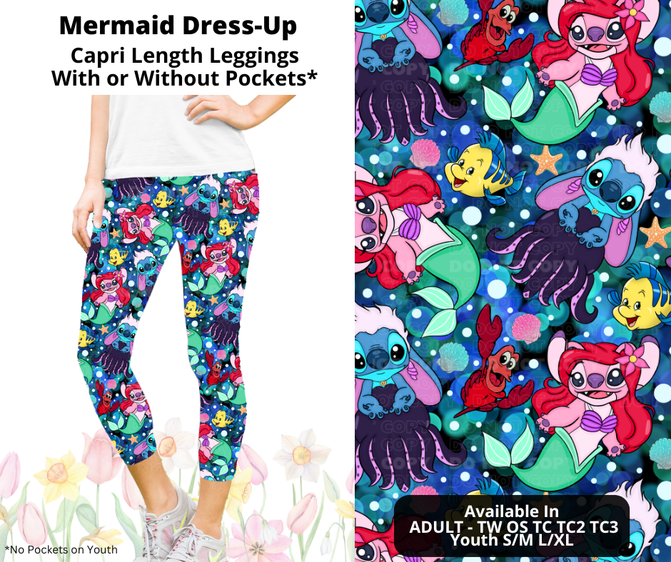 Preorder! Closes 3/17. ETA June. Mermaid Dress-Up Capri Leggings w/wo Pockets