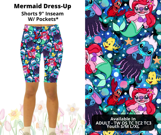 Preorder! Closes 3/17. ETA June. Mermaid Dress-Up 9" Inseam Shorts w/wo Pockets