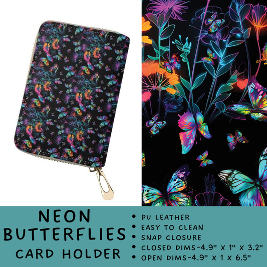 Batch #309 - Card Holders & Mini Backpacks - Closing 3/24 - ETA late May - Neon Butterflies Card Holder