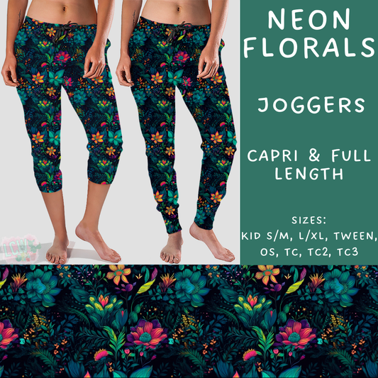 Batch #236 - Fun Run 6 - Closes 11/13 - ETA early Jan - Neon Florals Full and Capri Length Joggers