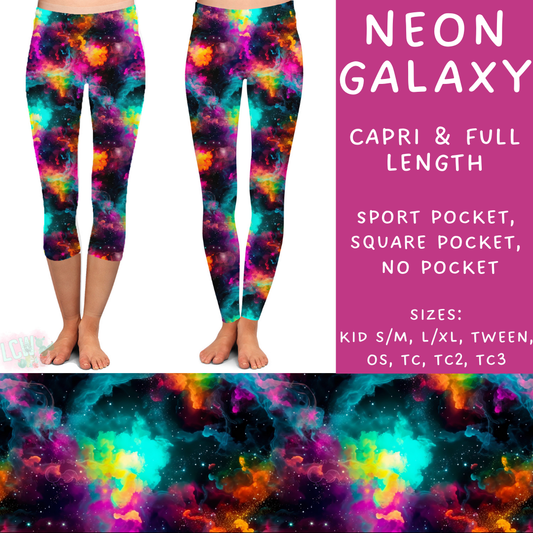 Batch #236 - Fun Run 6 - Closes 11/13 - ETA early Jan - Neon Galaxy Full and Capri Length Leggings