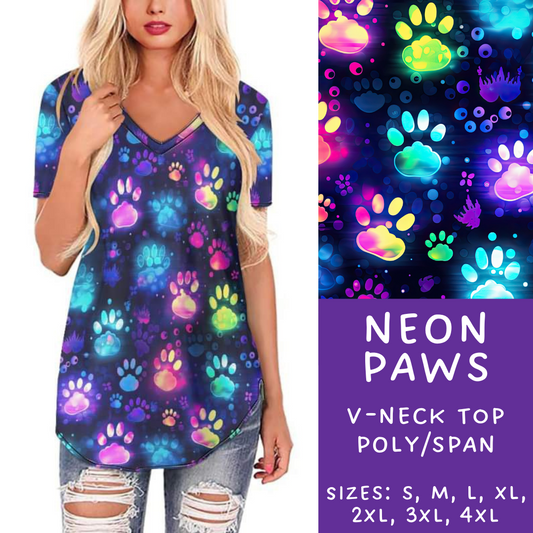 Batch #236 - Fun Run 6 - Closes 11/13 - ETA early Jan - Neon Paws V-Neck Tee